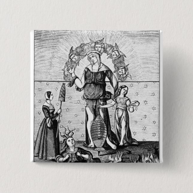 Chapa Cuadrada La imagen de dama Astrology con los tres (Anverso)