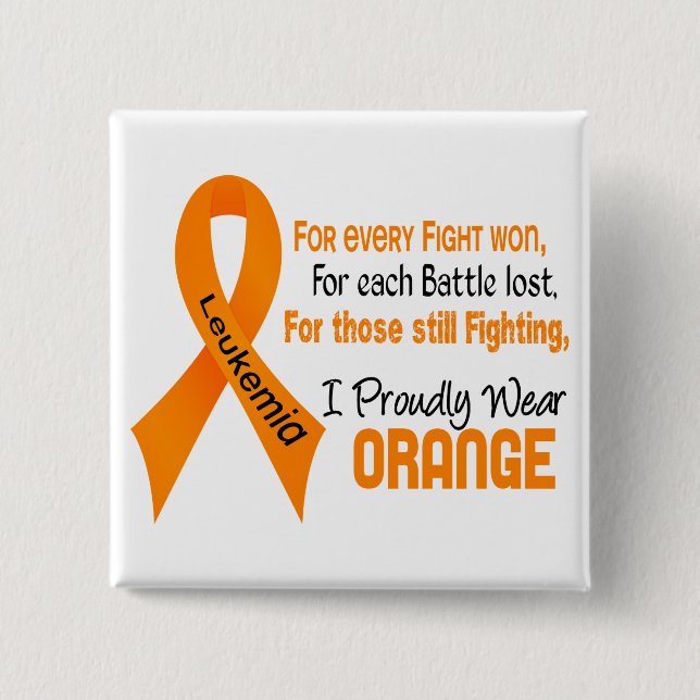 Chapa Cuadrada La leucemia I lleva orgulloso el naranja (Anverso)