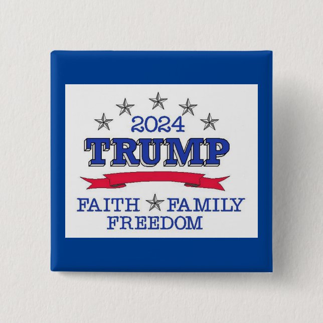 Chapa Cuadrada La libertad de familia de la fe de Trump 2024 (Anverso)