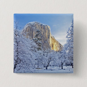 Chapa Cuadrada La luz del amanecer golpea El Capitan con nieve
