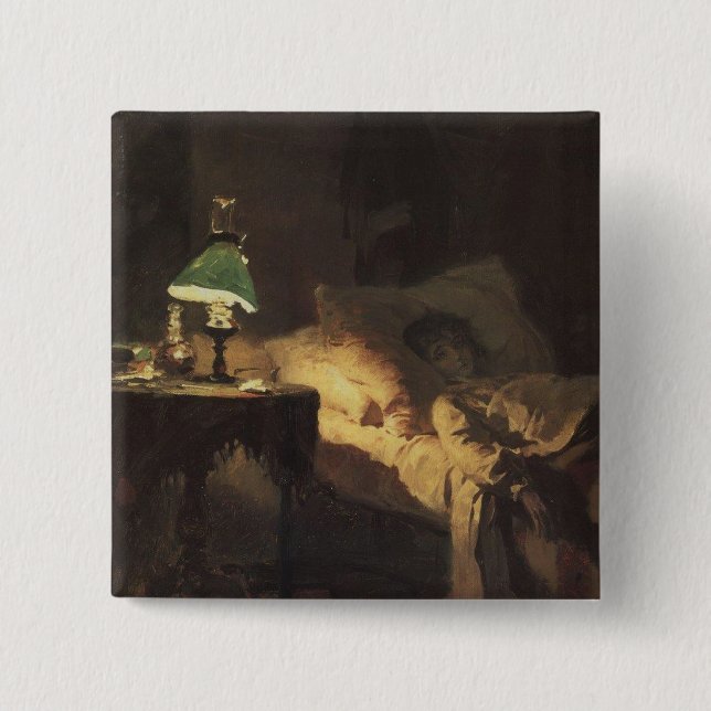 Chapa Cuadrada La mujer enferma (por Vasily Polenov) (Anverso)