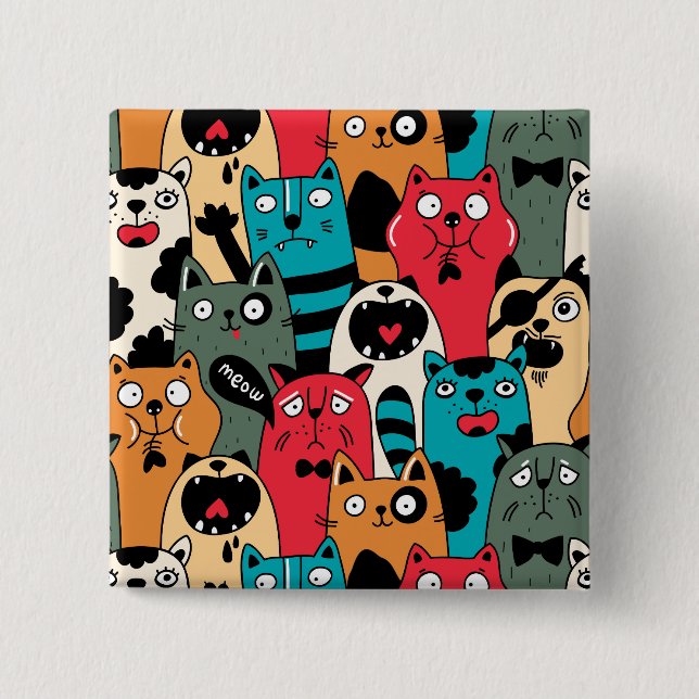 Chapa Cuadrada La multitud de gatos (Anverso)