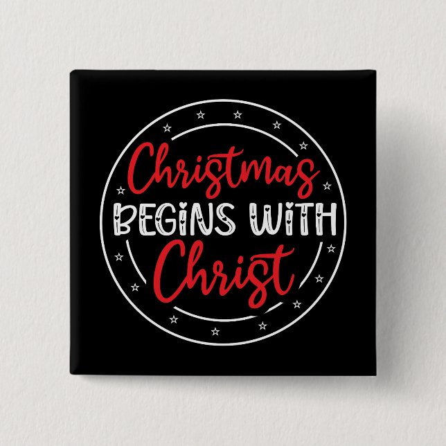 Chapa Cuadrada La Navidad Comienza Con Cristo-65772 (Anverso)