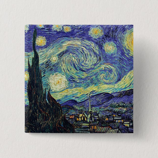 Chapa Cuadrada La noche estrellada de Van Gogh (Anverso)