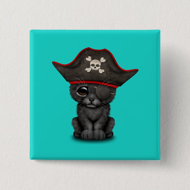 Chapa Cuadrada La pantera negra Cub del bebé lindo piratea (Anverso)