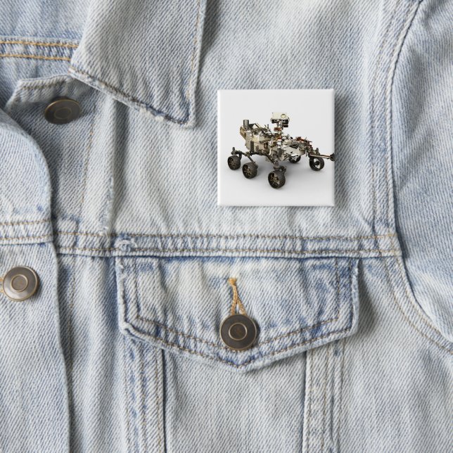 Chapa Cuadrada La Perseverancia De Marte Sobre El Fondo Blanco. (In situ)