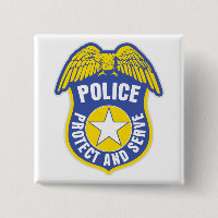 La policía protege y sirve la insignia
