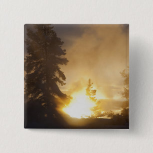 Chapa Cuadrada La puesta de sol colorea el vapor sobre el estanqu