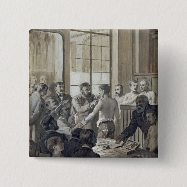 Chapa Cuadrada La vacunación (Anverso)