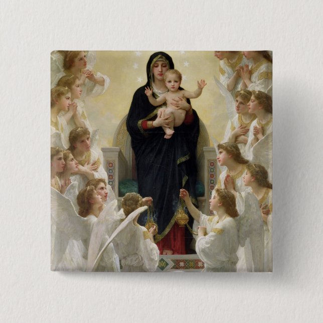 Chapa Cuadrada La Virgen con Angels, 1900 (Anverso)