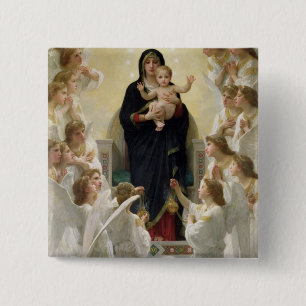 Chapa Cuadrada La Virgen con Angels, 1900