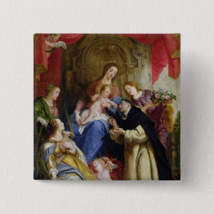 Chapa Cuadrada La Virgen que ofrece el rosario