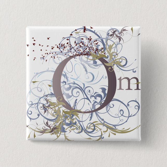 Chapa Cuadrada La yoga habla: OM que remolina diseña (Anverso)