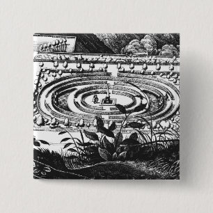 Chapa Cuadrada Laberinto en Heidelberg, Hortus Palatinus (engravi