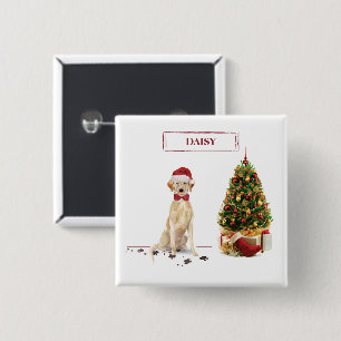 Chapa Cuadrada Labrador amarillo recuperó a divertidos Navidades 