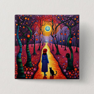 Chapa Cuadrada Lady y su gato en Plum Grove