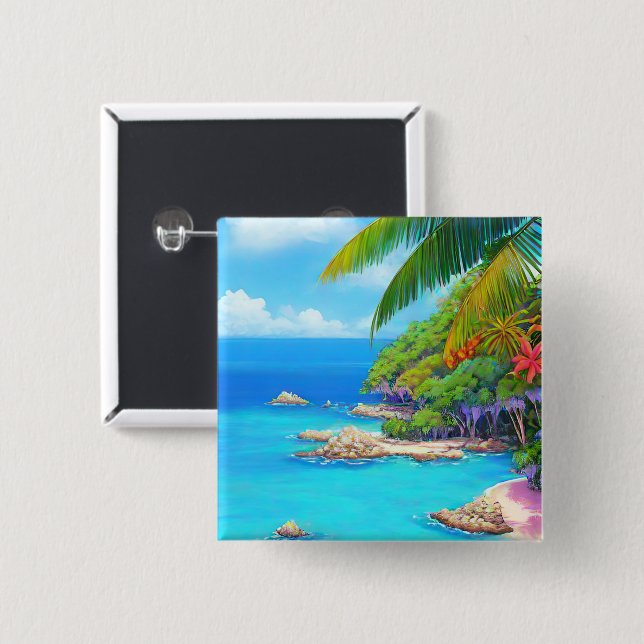 Chapa Cuadrada Laguna tropical (Anverso y reverso)