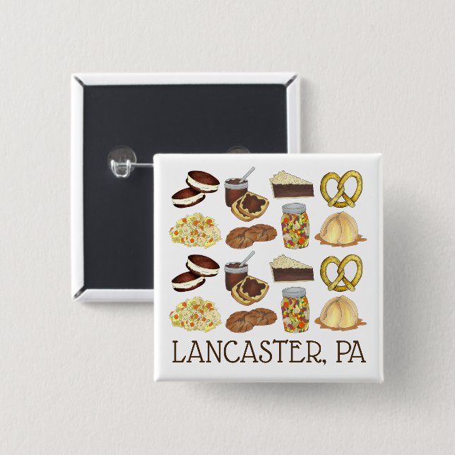 Chapa Cuadrada Lancaster, PA Pennsylvania Dutch Amish Foods (Anverso y reverso)