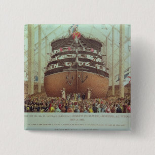 Chapa Cuadrada Lanzamiento de H.M.S. Royal Albert, vapor del