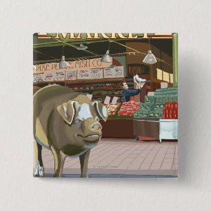 Chapa Cuadrada Lanzamiento de SeattleFish y cerdo del bronce en