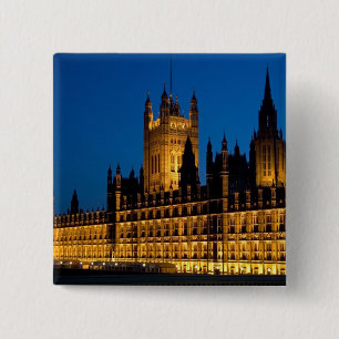 Chapa Cuadrada Las Casas del Parlamento de noche en la ciudad de