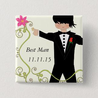 Chapa Cuadrada Las mejores insignias de Boda de amarre para hombr