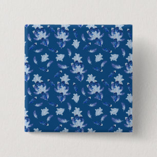 Chapa Cuadrada Las plumas de color azul de loro blanco exótico re