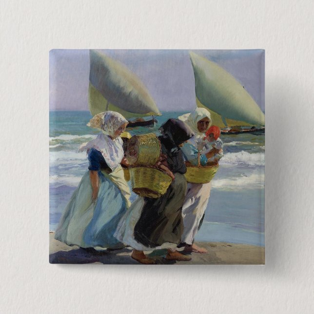 Chapa Cuadrada Las tres velas - Joaquín Sorolla (Anverso)
