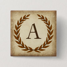 Laurel Wreath Aged Papyrus Monograma Inicial A