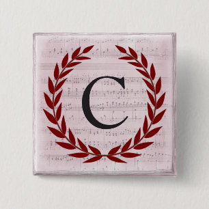 Chapa Cuadrada Laurel Wreath Sheet Music Monograma inicial C