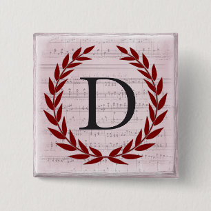 Chapa Cuadrada Laurel Wreath Sheet Music Monograma Inicial D