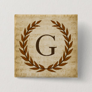 Chapa Cuadrada Laurel Wreath Sheet Music Monograma inicial G