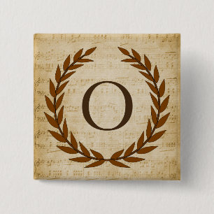 Chapa Cuadrada Laurel Wreath Sheet Music Monograma Inicial O