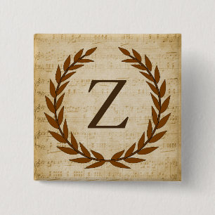 Chapa Cuadrada Laurel Wreath Sheet Music Monograma inicial Z