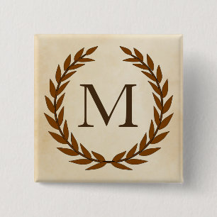 Chapa Cuadrada Laurel Wreath sobre el monograma inicial M