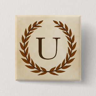 Chapa Cuadrada Laurel Wreath sobre el Monograma Inicial U