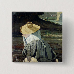 Chapa Cuadrada Lavandera por el río, 1860
