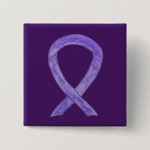 Chapa Cuadrada Lavender Awareness Ribbon Custom Pin Buttons