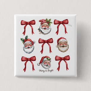 Chapa Cuadrada Lazo Coqueta de Navidad Retro Santa Antiguo Lindo 