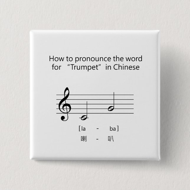 Chapa Cuadrada Lección De Lenguaje Musical Palabra Chino Para "Tr (Anverso)