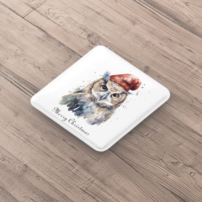 Chapa Cuadrada Lechuza de invierno encantada, personalizado (Subido por el creador)