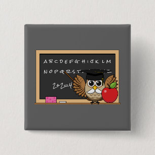 Chapa Cuadrada Lechuza educativa con Personalizado Apple