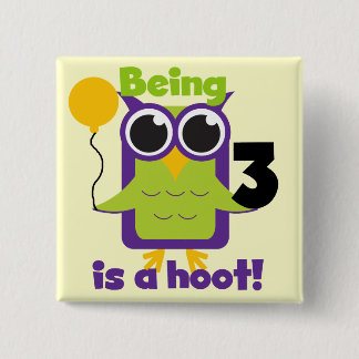 Chapa Cuadrada Lechuza Hoot 3er cumpleaños camisetas y regalos