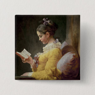 Chapa Cuadrada Lectura de la chica joven, c.1776