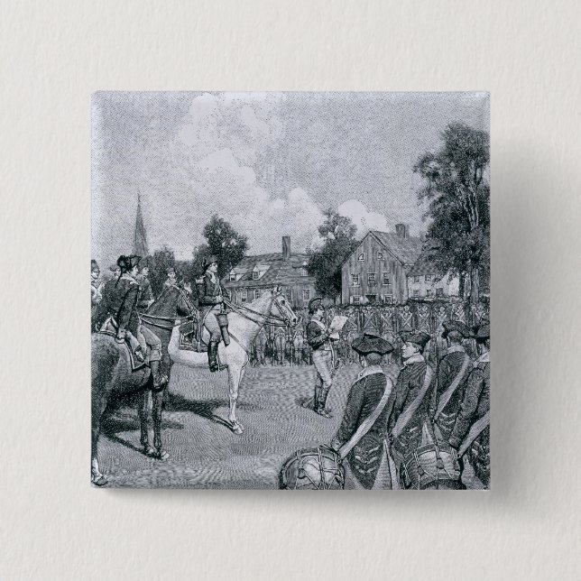 Chapa Cuadrada Lectura de la declaración antes de Washington (Anverso)