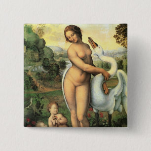 Chapa Cuadrada Leda de Leonardo da Vinci y el cisne