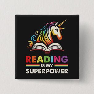 Chapa Cuadrada Leer es mi superpoder