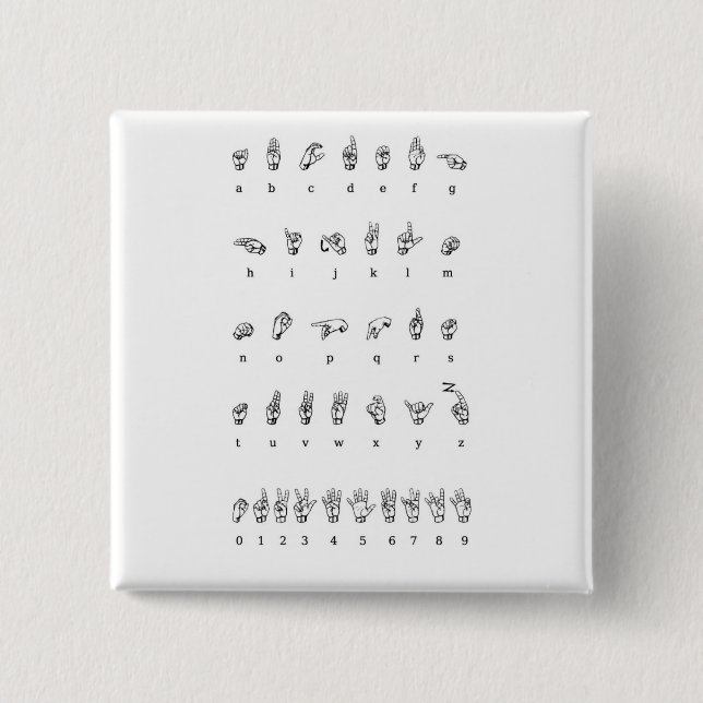 Chapa Cuadrada Lenguaje de signos americano (ASL) (Anverso)