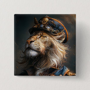 Chapa Cuadrada León de Steampunk