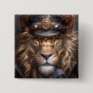 Chapa Cuadrada León de Steampunk